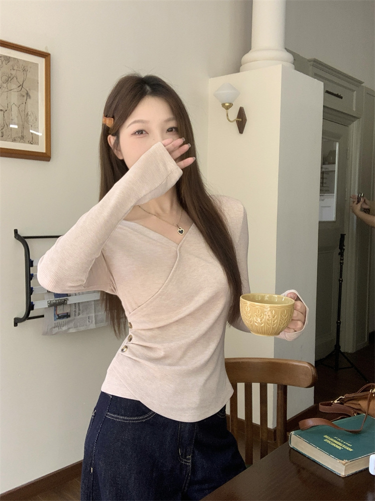 2026 Spring New Solid Color Slim Fit Long Sleeve Top for Women - Image 4