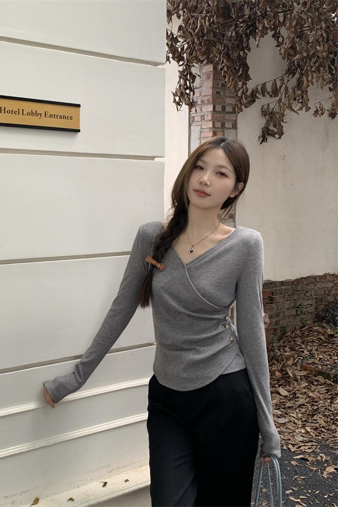 2026 Spring New Solid Color Slim Fit Long Sleeve Top for Women - Image 5