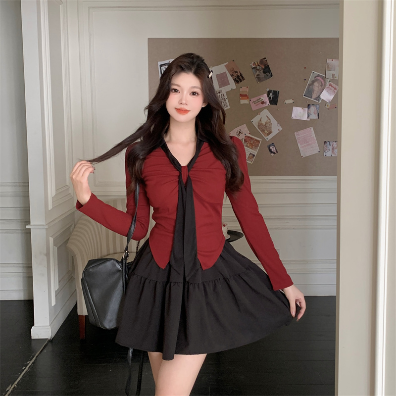 2026 Spring V-Neck Long Sleeve Slim Fit Cotton T-Shirt for Women