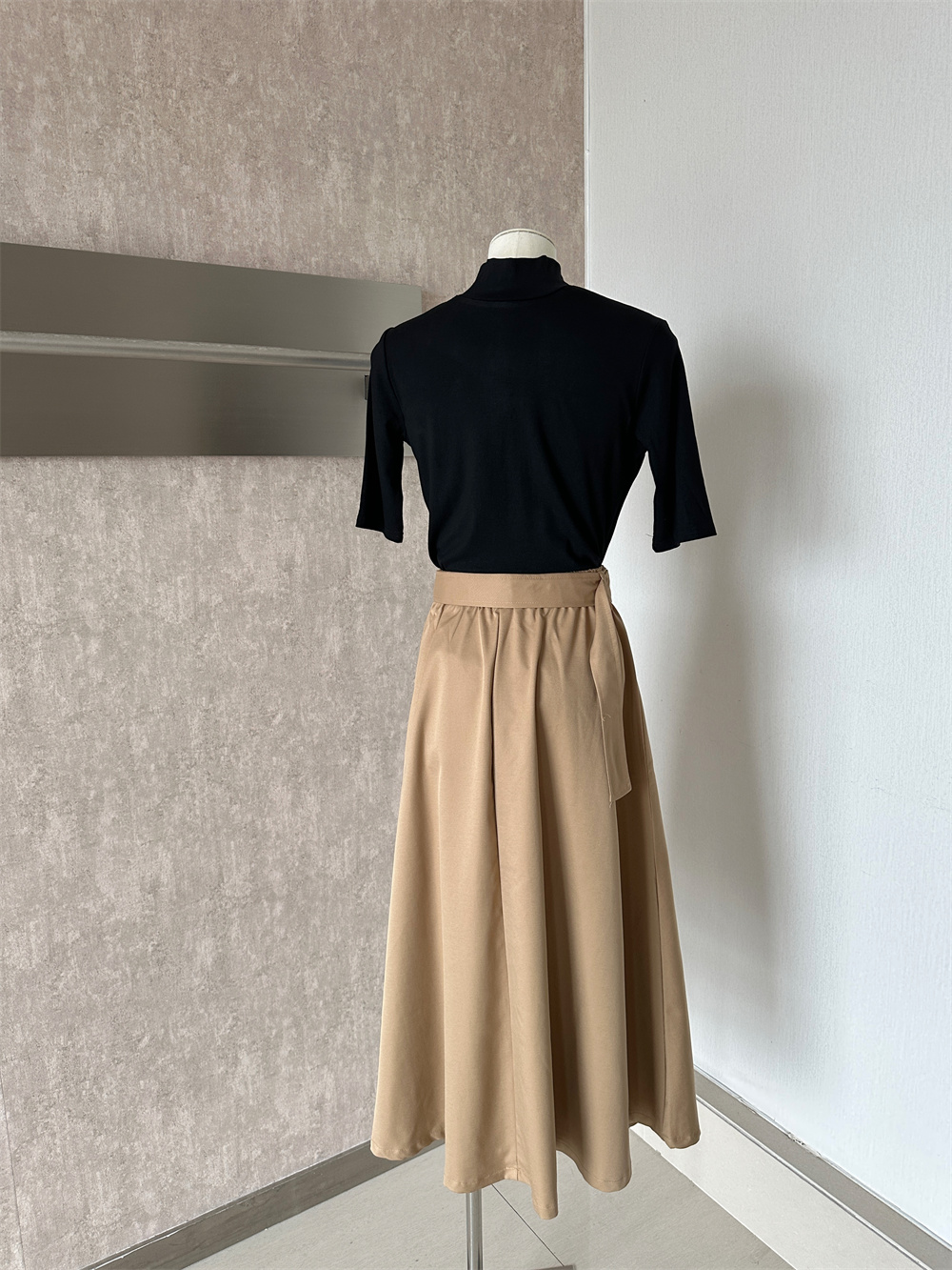 Elegant Goddess Style Two-Piece Set Women 2026 Autumn Half Turtleneck Knit Top High Waist Umbrella Skirt - Image 3
