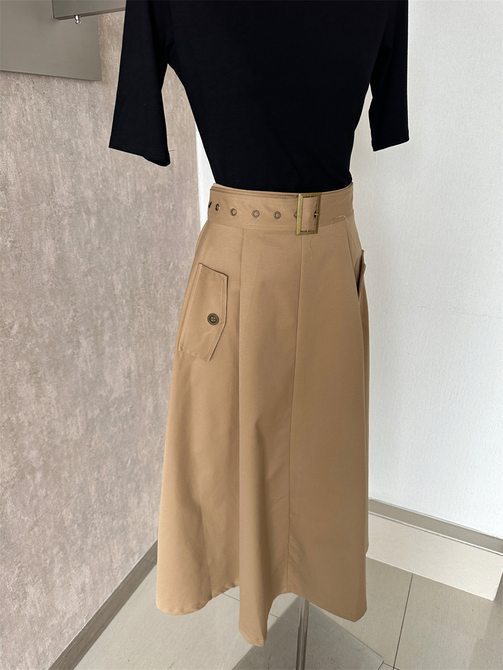 Elegant Goddess Style Two-Piece Set Women 2026 Autumn Half Turtleneck Knit Top High Waist Umbrella Skirt - Image 4