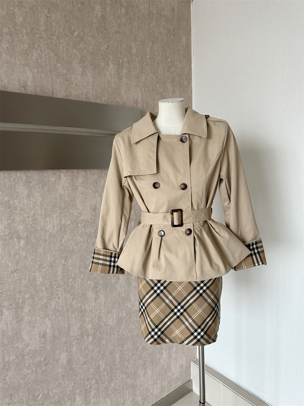 ll-womens-two-piece-trench-coat-and-plaid-pencil-skirt-set_1