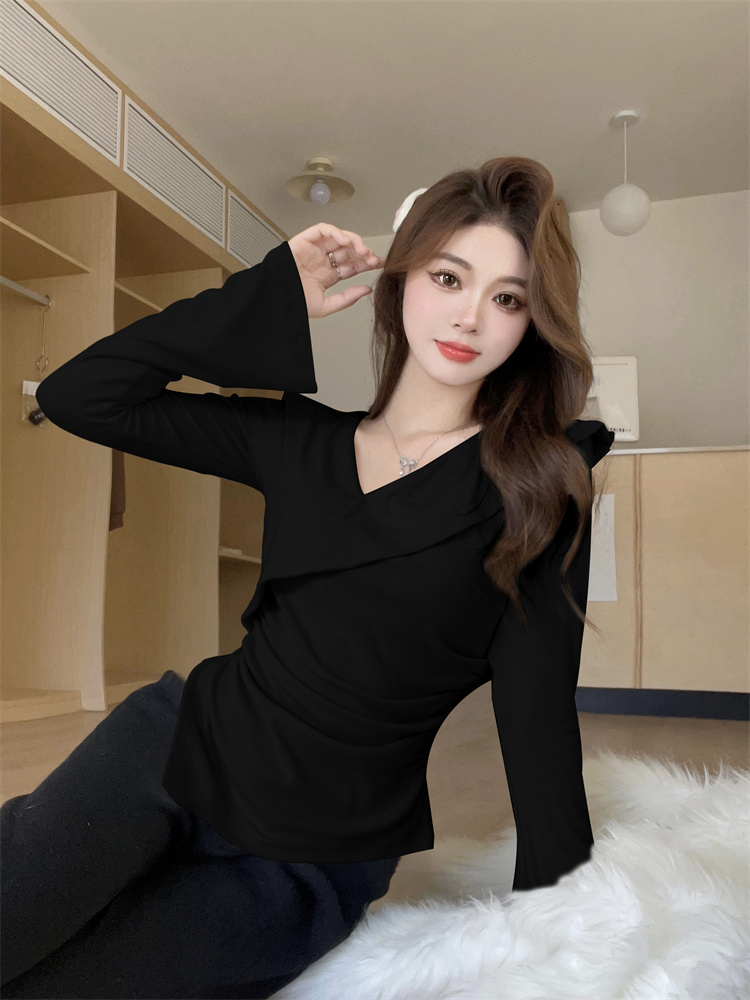 plus-size-ruffle-v-neck-top-women-spring-slimming-asymmetric-knit-shirt_1