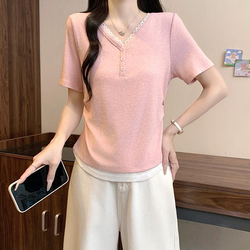 plus-size-womens-color-block-lace-v-neck-cinched-waist-short-sleeve-t-shirt-summer-2026-style-024be8_1