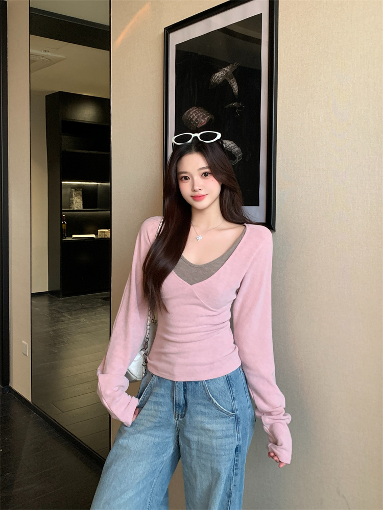 Plus Size Women's Korean Style Color Block Cami and Cover Up Two Piece Set Spring Slim Fit Fashion - Style e6d01b